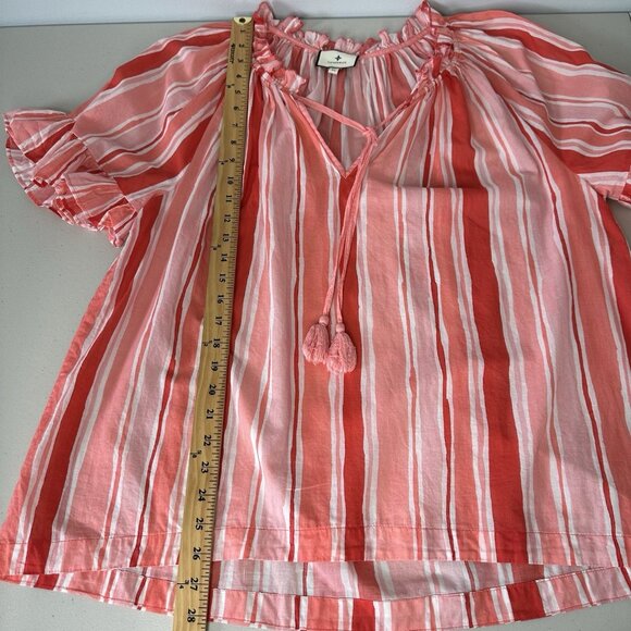 Tuckernuck Cassis Sunrise Stripes Top XL Pink Gauzy Peasant - Picture 8 of 12